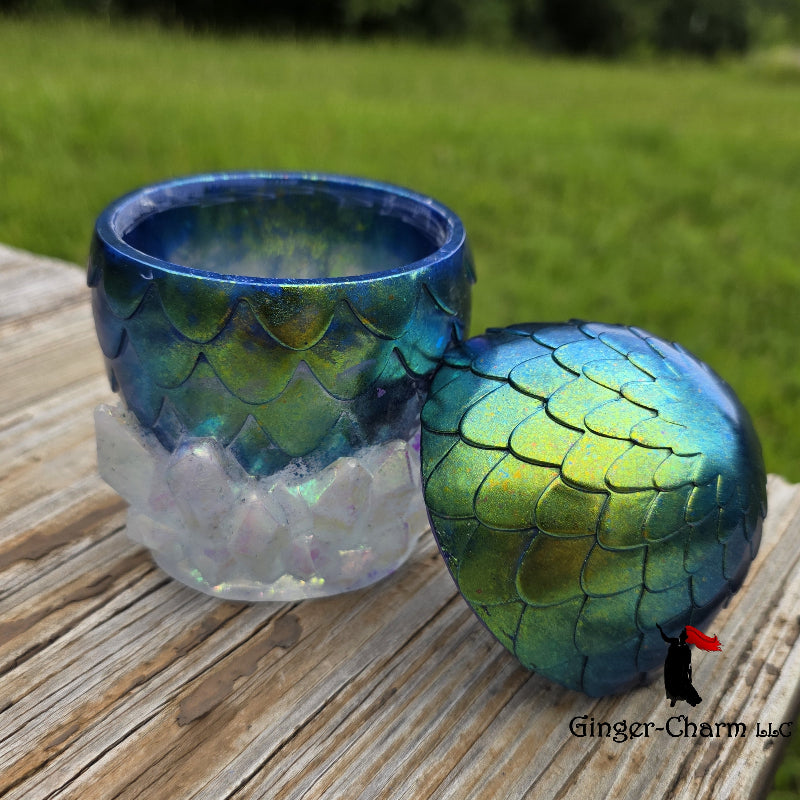 Dragon Egg Stash Jar - Peacock Chameleon