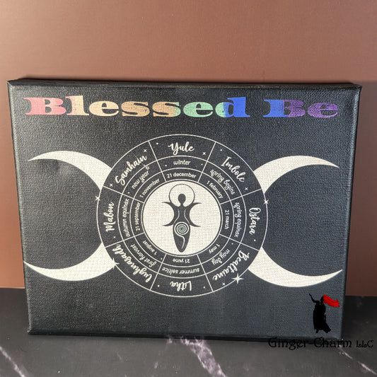 Blessed Be — Wheel of the Year Laser-Engraved Canvas Painting