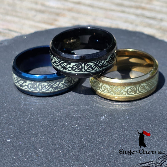 Celtic Dragon Glow-in-the-Dark Ring