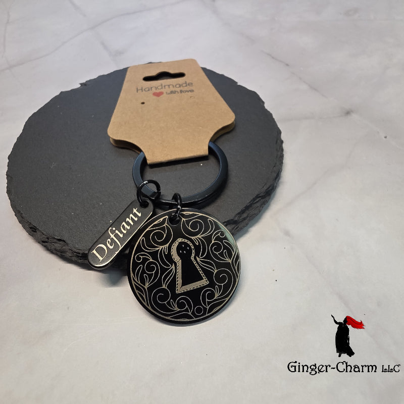 The Cruel Prince Defiant Keyhole Round Keychain | Laser Engraved | Folk of the Air | Ginger-Charm