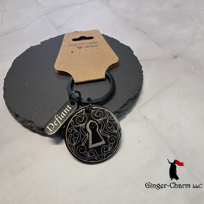 The Cruel Prince Defiant Keyhole Round Keychain | Laser Engraved | Folk of the Air | Ginger-Charm