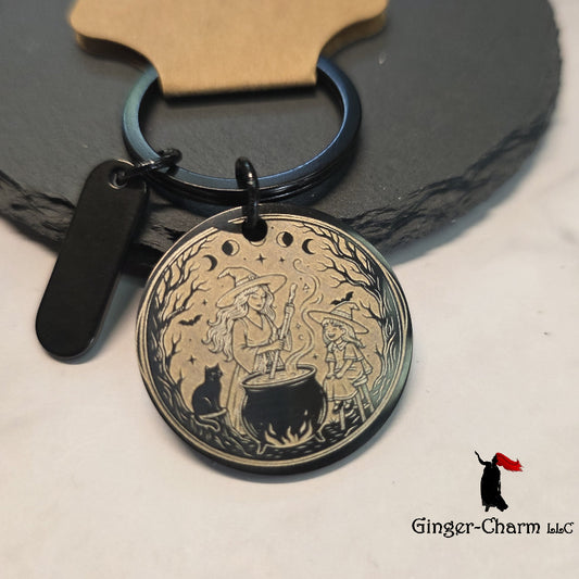 Witch "Always Teach Her To Defy the Stars" Round Keychain | Laser Engraved | Ginger-Charm