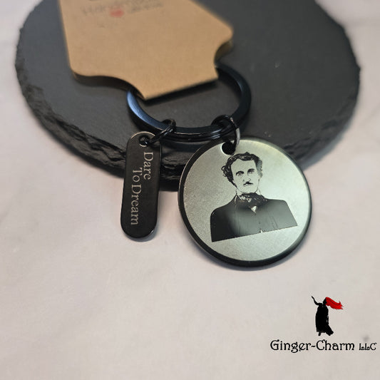 Edgar Allan Poe "All That We See or Seem" Round Keychain | Laser Engraved | Ginger-Charm