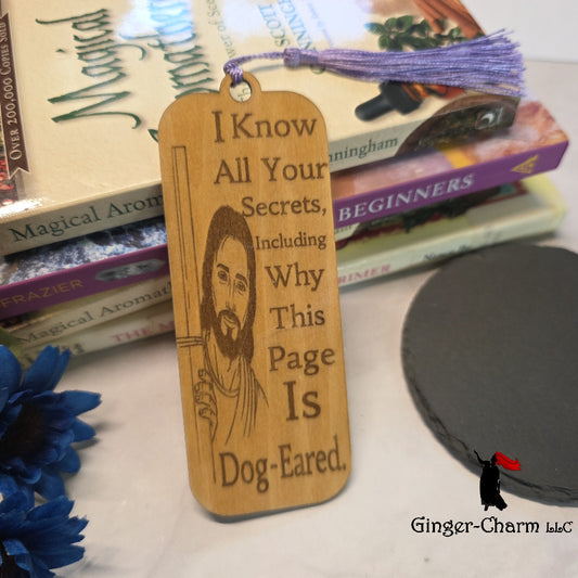 "I Know All Your Secrets" Funny Jesus Bookmark | Laser Engraved Wood | Ginger-Charm