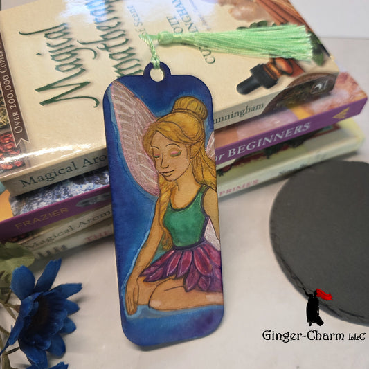 Dreaming Fairy Hand-Painted Wood Bookmark | Fae Art | Ginger-Charm