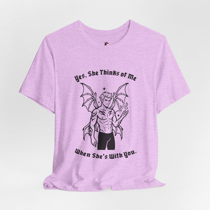 Fae Boy Graphic Tee — “Yes, She Thinks of Me When She’s With You”