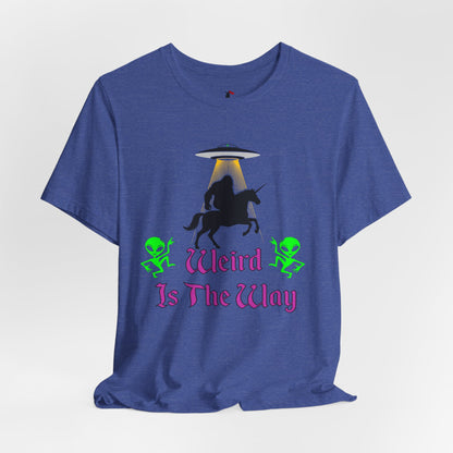 Weird Is The Way Tee — Retro UFO Horse Silhouette Halloween T-Shirt