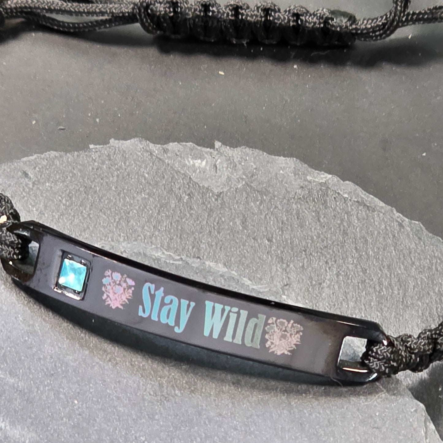 "Midnight Explorer" Stay Wild Bracelet – Black Steel & Sapphire Blue