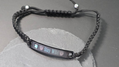 "Midnight Explorer" Stay Wild Bracelet – Black Steel & Sapphire Blue