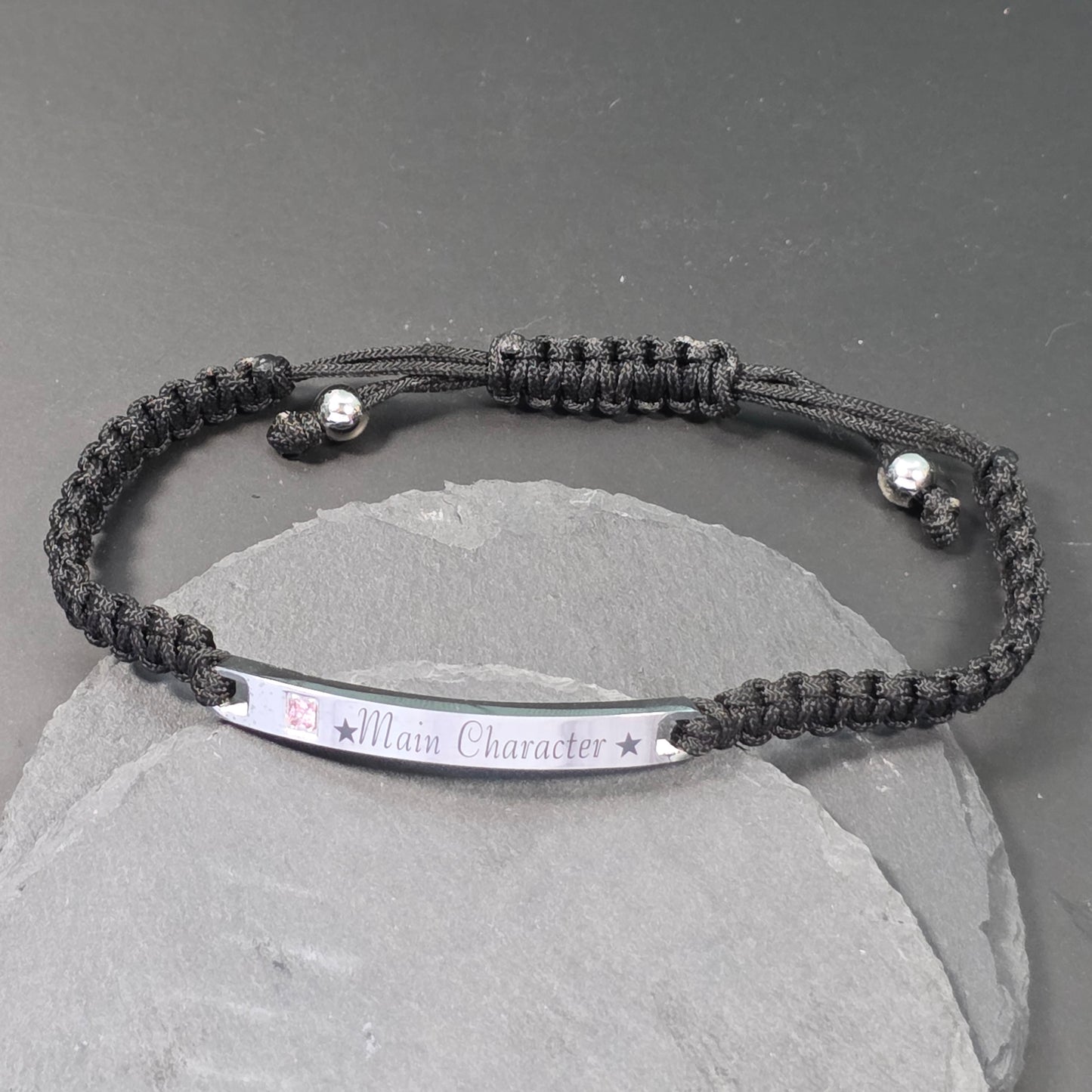 "The Protagonist" Main Character Bracelet – Polished Steel & Spotlight Crystal