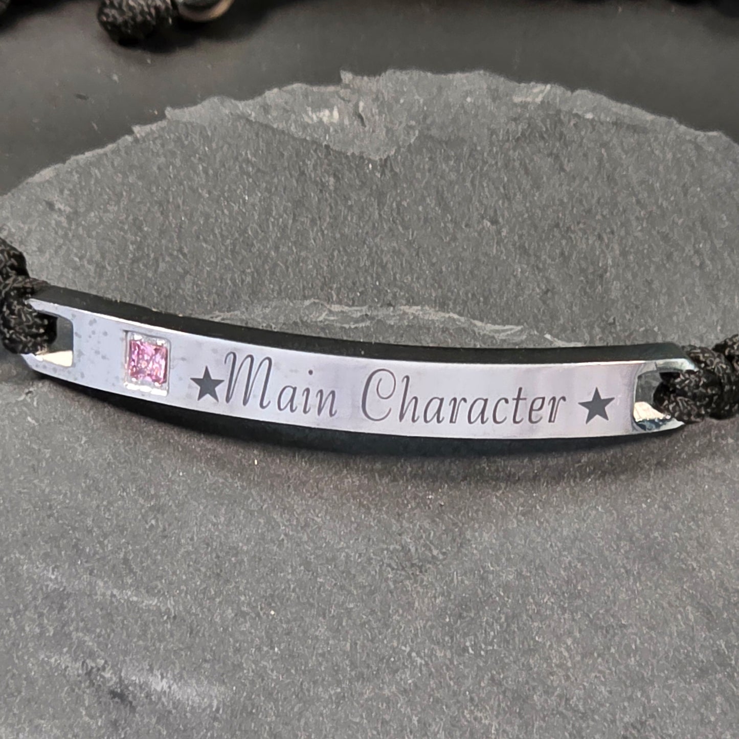 "The Protagonist" Main Character Bracelet – Polished Steel & Spotlight Crystal